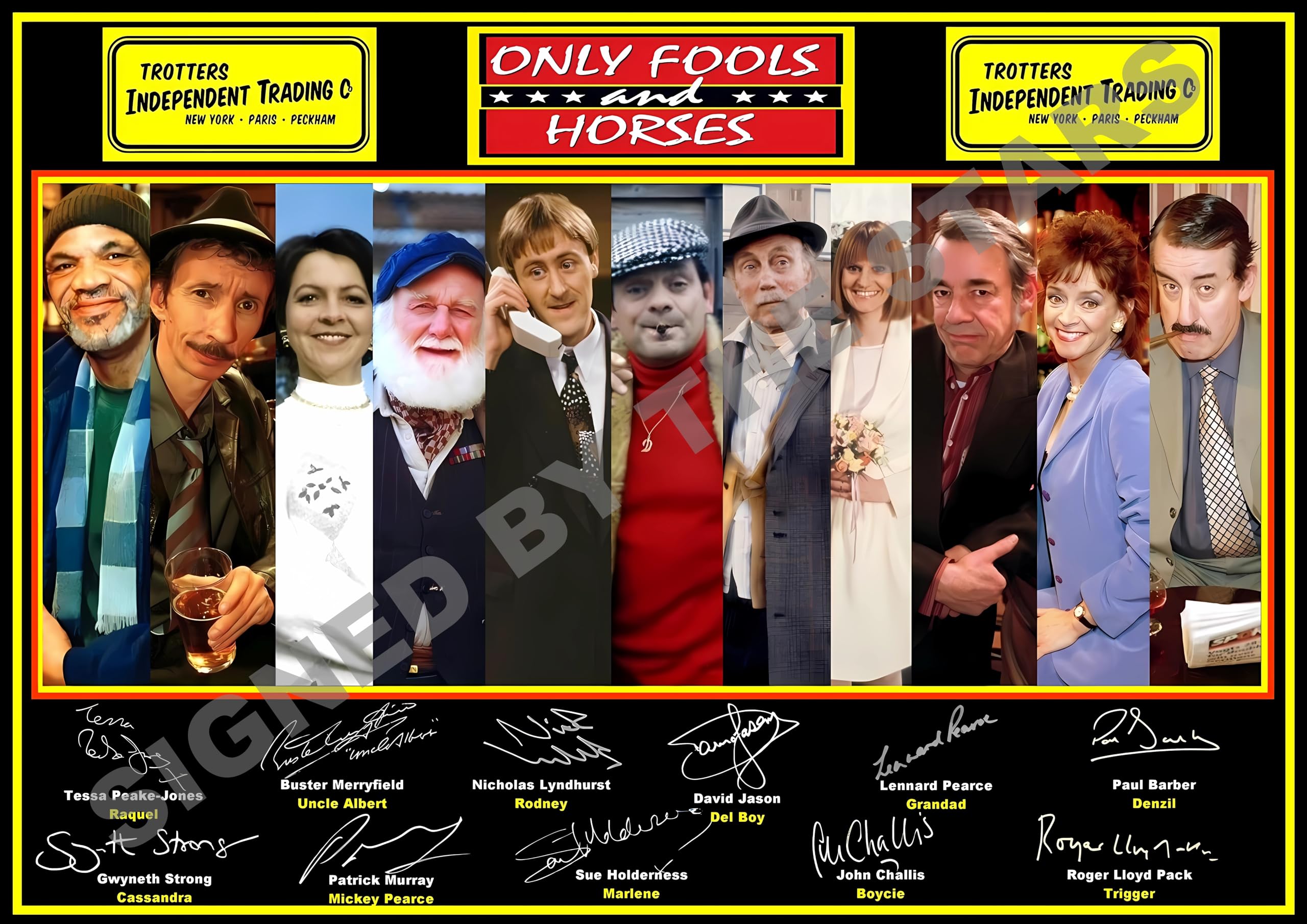 Stunning Quality Only Fools and Horses Cast Signed/Autographed Print. David Jason, Nicholas Lyndhurst etc etc (A4 Print 29.7cm x 21cm)