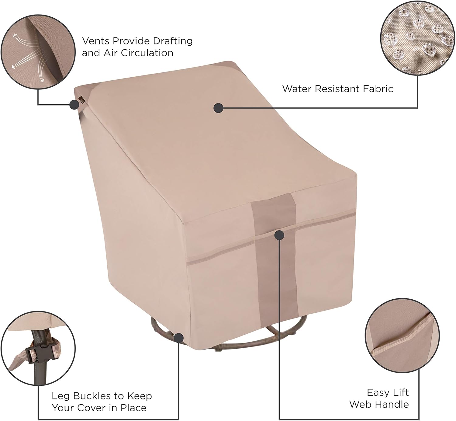 Modern Leisure 2972 Monterey Swivel Patio Lounge Chair, Outdoor Cover (37.5 39.25 D x 38.5 H inches) Water-Resistant, Khaki/Fossil: Garden & Outdoor