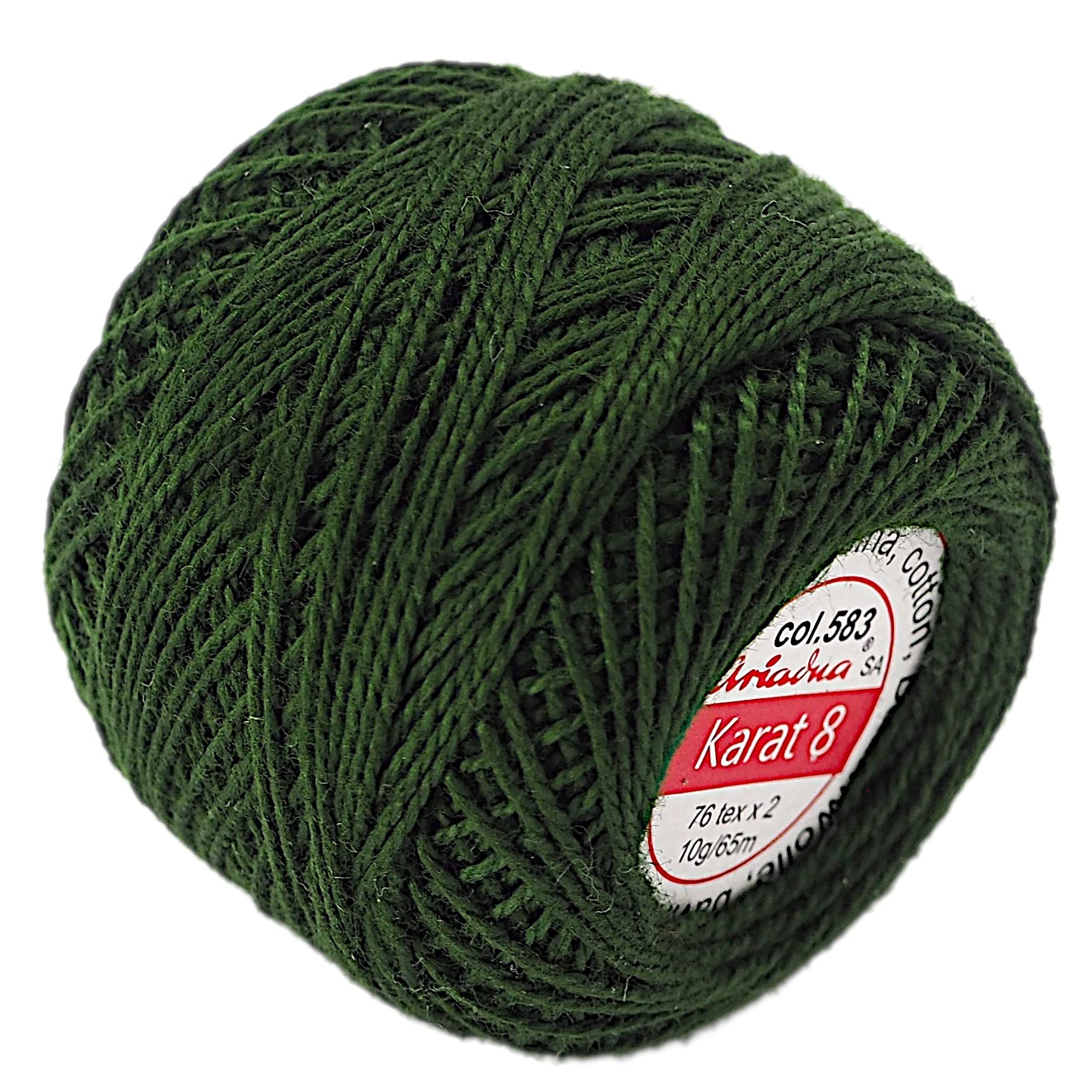 Cotton Crochet Embroidery Yarn 71yd/65m Quality Ball 0.35oz/10g Thread Floss Size 8 (Army Green 583) — image 1
