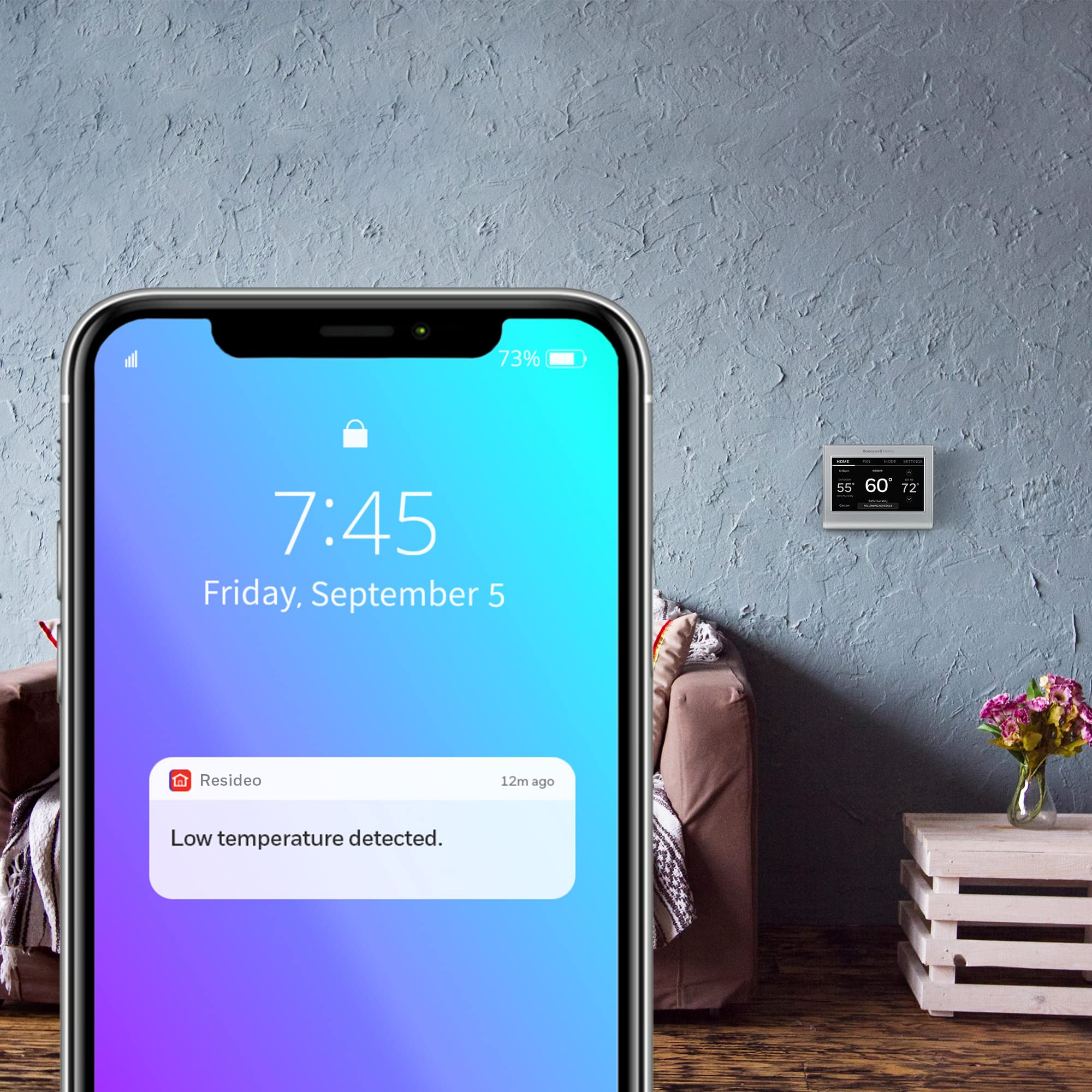 Honeywell Home RTH9585WF1004 Wi-Fi Smart Color Thermostat, 7 Day Programmable, Touch Screen, Energy Star, Alexa Ready, Gray - View 9