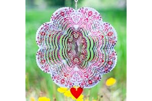 STEADYDOGGIE 12 inches Wind Spinner Mandala Spirit - 3D Stainless Steel Garden Decor with Kinetic Movement and Burst of Colors Windspinner - Outdoor Hanging Metal Art