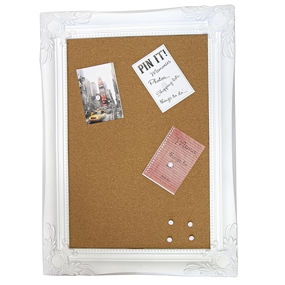 Just Contempo Large Framed Cork Pin Board, 56 x 41 cm White Amazon.co.uk Kitchen & Home
