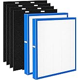 Popurure AF-10FL Replacement Filter Compatible with HoMedics Air Purifier AF-10 AP-15 AR-10 Filter, Part Number AF-10FL AP-15CRF AF-15, with 2 HEPA Filter + 4 Activated Carbon Pre-filters