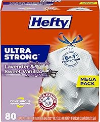 Hefty Ultra Strong Tall Kitchen Trash Bags, Lavender & Sweet Vanilla Scent, 13 Gallon, 80 Count
