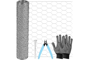 ROADPLUM Chicken Wire Mesh 13.8 x 157 in, Rustproof Galvanized Iron Garden Fence Barrier for Pet Rabbit Cat, Floral Chicken Wire Netting to Protect Poultry Plant Fruit