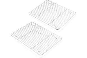 HaWare Cooling Rack Pack of 2, Stainless Steel Metal Cooking Rack for Cooling Baking Roasting Drying, 9.7" x 7.3" x 0.6", Non