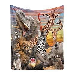 Ambesonne Animals Throw Blanket, Safari Savannah of