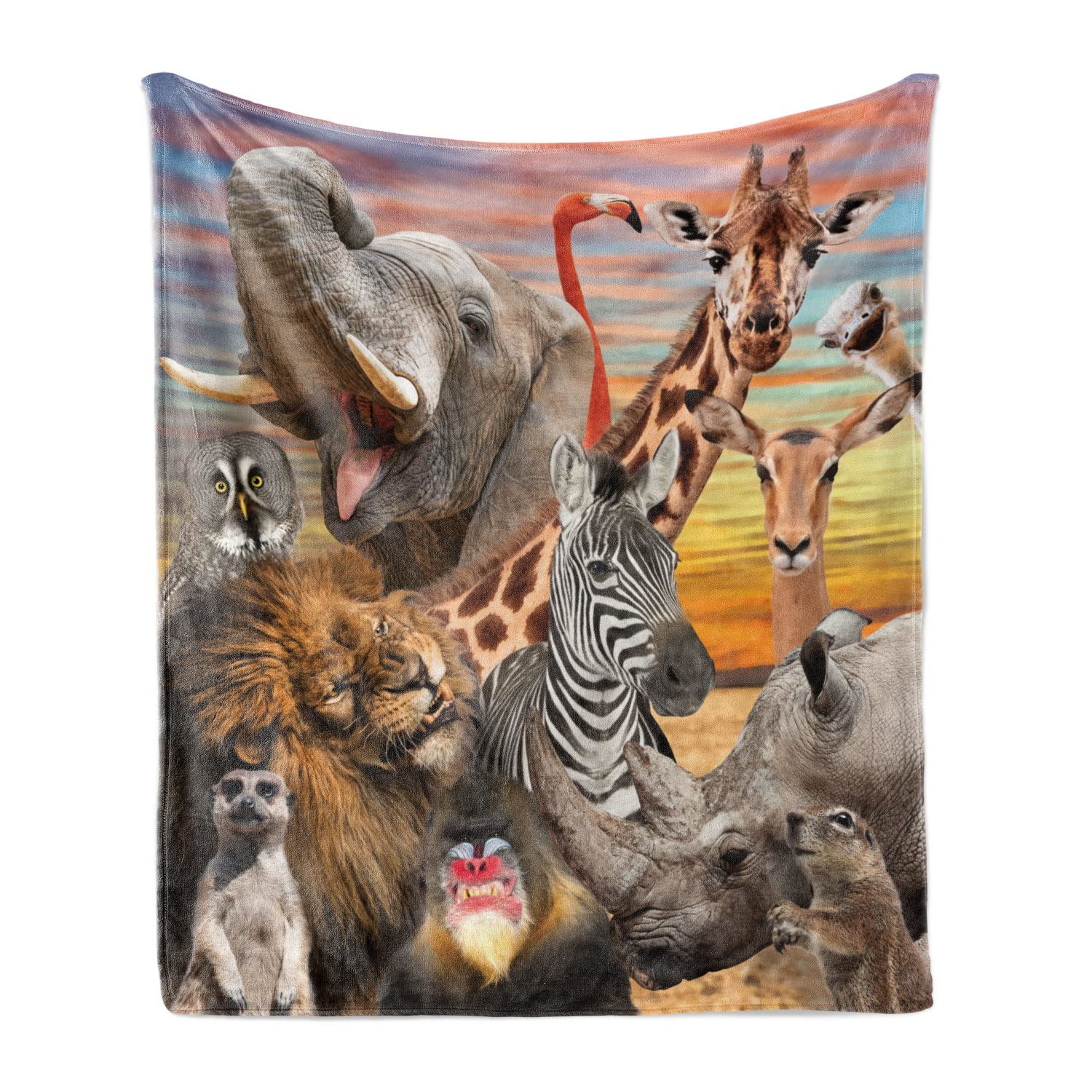 Ambesonne Animals Throw Blanket, Safari Savannah of