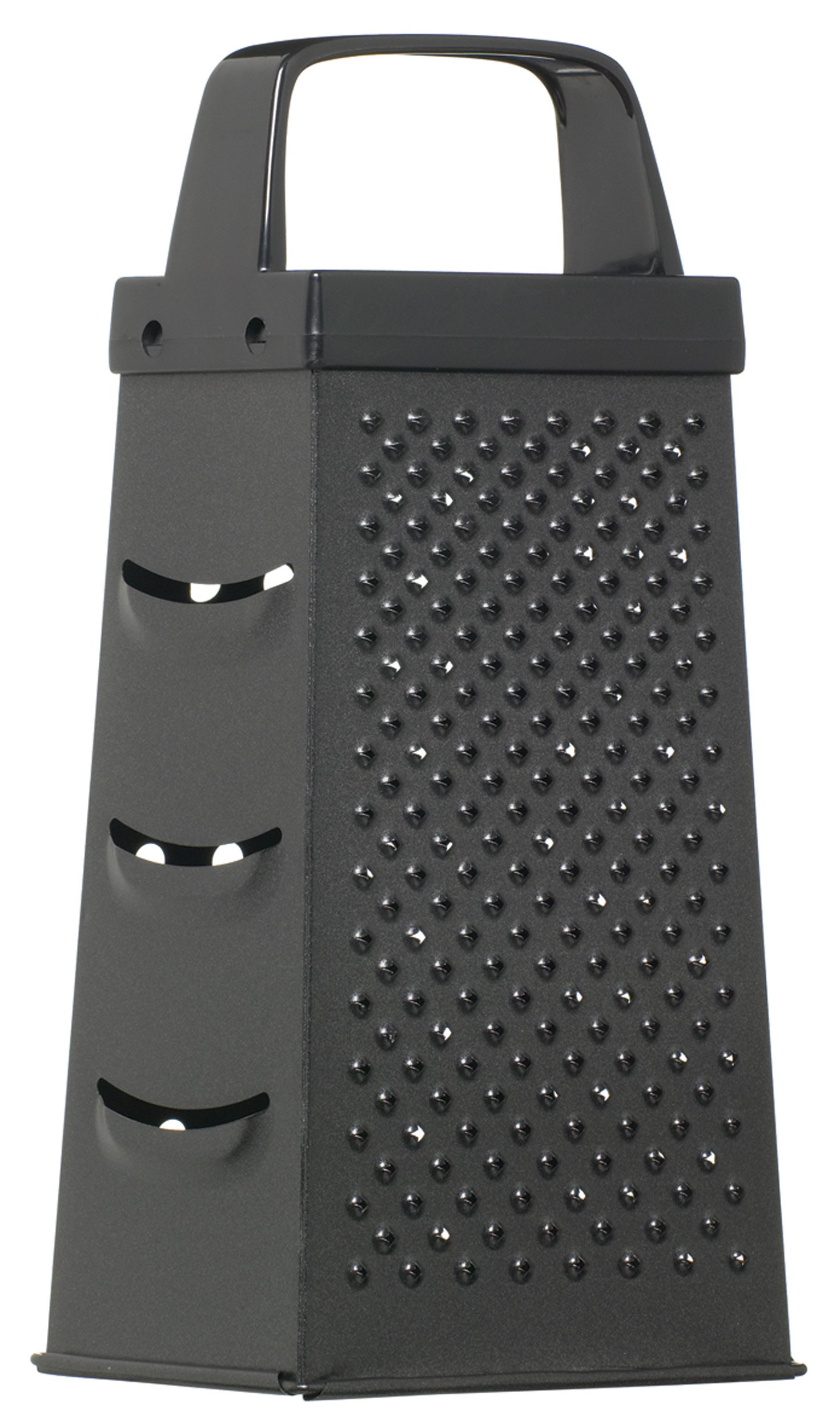 KitchenCraft Non Stick Cheese Grater, 4 Sided, Stainless Steel, Black, 22.5 x 17.5 x 1 cm