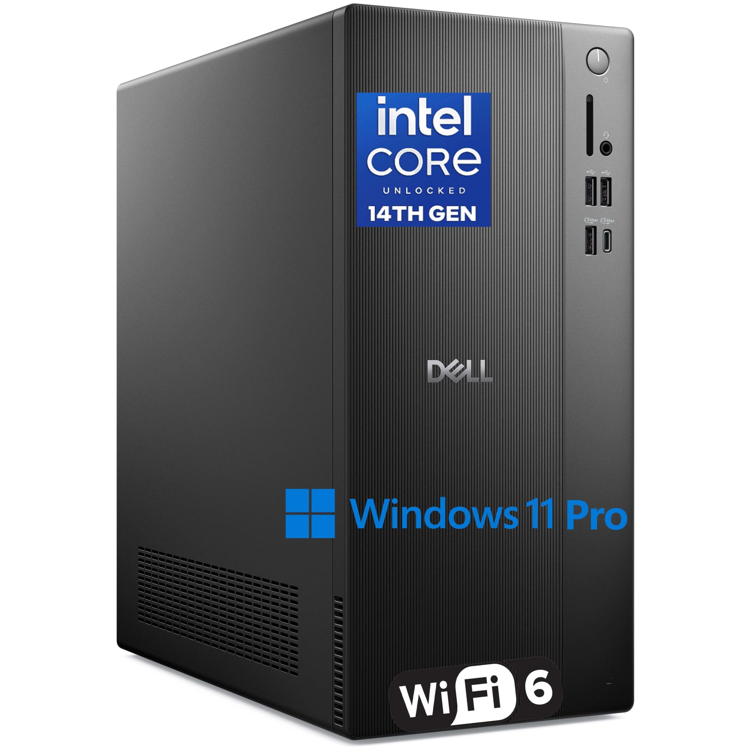Dell Vostro Desktop Computers Business Tower PC, 16GB DDR5 RAM, 512GB PCIe SSD, 14th Gen Intel Core i3-14100, WiFi 6, Bluetooth, Vostro for Home Student, HDMI, DisplayPort, Windows 11 Pro Image