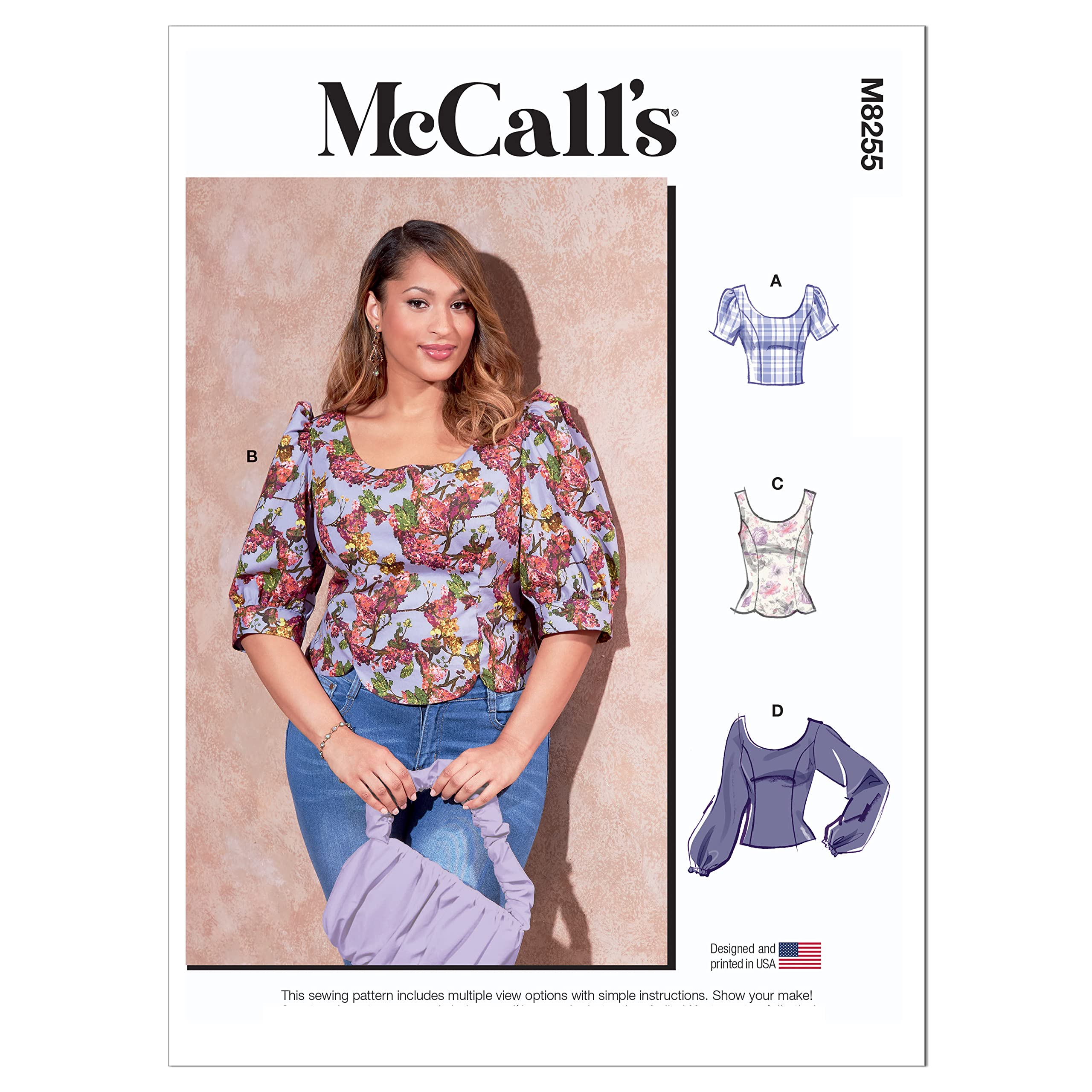 McCall’s Sewing Pattern M8255 Misses’ and Women’s Tops KK (26W-28W-30W-32W)