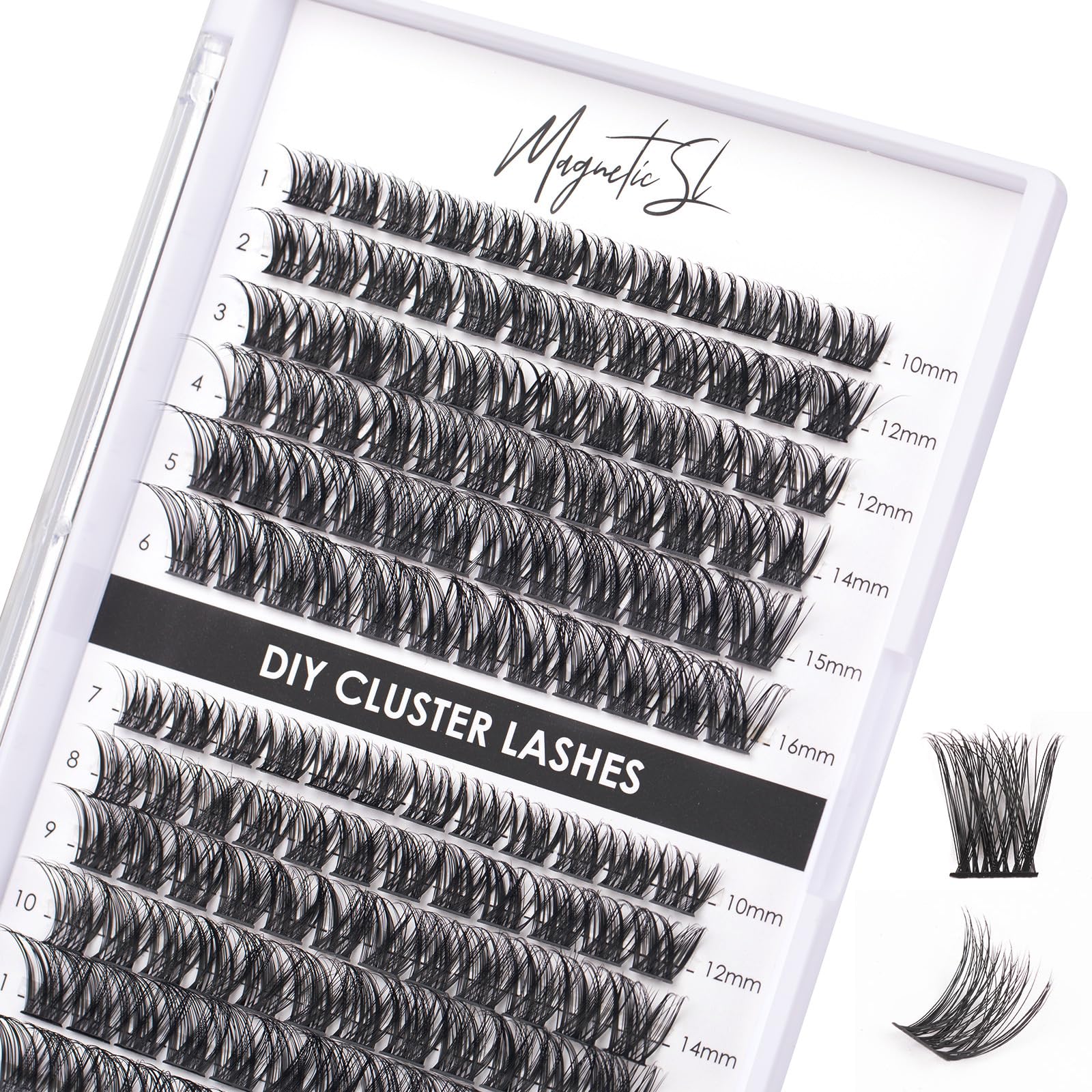 Individual Eyelashes Lashes 144 Cluster Lashes 3D False Eyelashes Natural Look D Curl DIY Cluster Eyelash Extensions Mix 10-16MM-DM01 — image 1