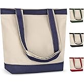 Canvas Tote Bag with Handles for Woman, Reusable Cloth Bag for Groceries and Shopping - Blank Cotton Tote Bag, Suitable for DIY Projects – HEAVY DUTY – 16" X 14.5" With 4” Gusset, Navy Blue