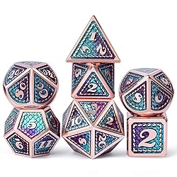 DNDND Metal D&D Dice Set,7 Pieces Dragon Scale