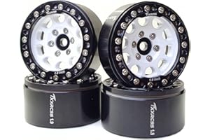 TxXrcss RC 1.9 Inch Beadlock Wheels Rims Hex 12mm Aluminum Wheel for TRX4 SCX10 Gen8 1/10 RC Crawler Remote Control Car Upgrades Accessories (White & Black)