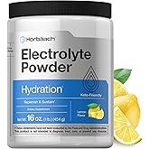 Horbäach Electrolytes Powder | 16 oz | 130 Servings | Hydration Supplement | Vegetarian | Keto-Friendly | Non-GMO, Gluten Free Formula | Lemon Flavor