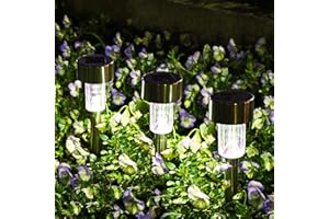 SOLPEX 12 Pack Solar Outdoor Lights Pathway, Stainless Steel Solar Lights Outdoor Waterproof,LED Landscape Lighting Solar Walkway Lights for Landscape/Patio/Lawn/Yard/Driveway-Cold White