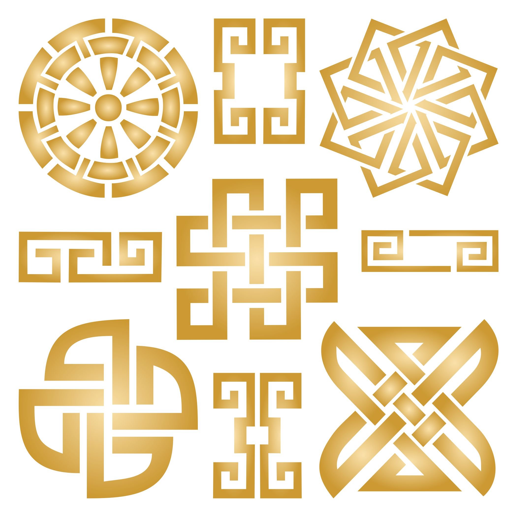 Asian Stencil - 21.5 x 21.5cm (L) - Reusable Oriental Symbol Character Pattern Taoist Wall Stencil Template