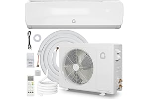 PEACEFULHUES 12,000 BTU Mini Split AC/Heating System, 19 SEER2 230V Ductless Split-System Air Conditioner with Heat Pump, Pre-Charged Condenser, 750 sq ft Coverage, Full Function Remote Control & Installation Kit