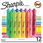 SHARPIE Tank Style highlighters, Assorted Ink Colors, Chisel tip, Assorted Barrel Colors, 12/Pack