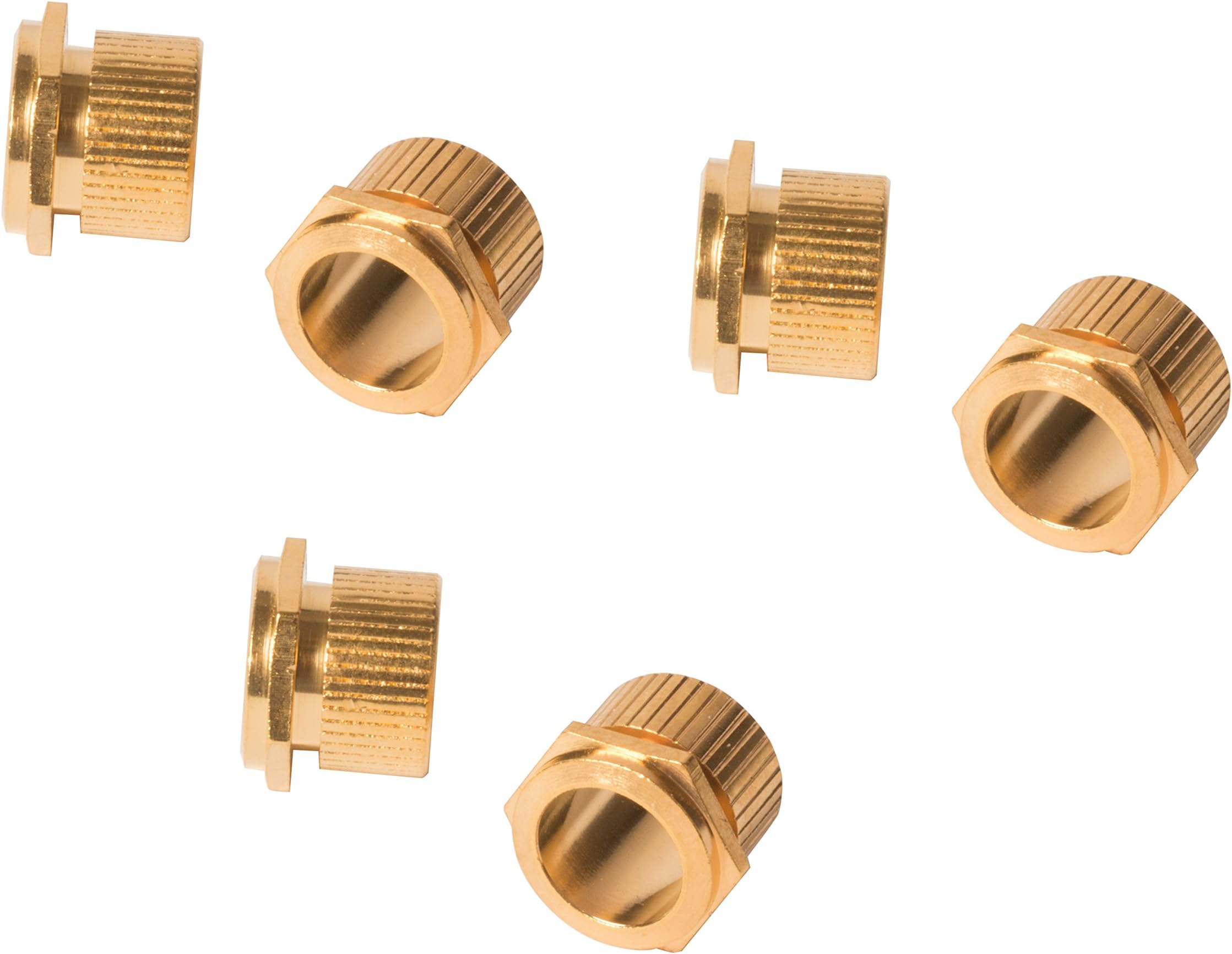 StewMac Vintage-style Guitar Tuner Bushings, Hex Straight, Gold, Set of 6