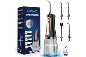 OILSAO Water Flosser Cordless,12 oz Large Tank Water Dental Flossing Professional for Teeth, Gums, Braces, Dental Care with 5 Modes 4 Tips,Rechargeable,Portable,Waterproof