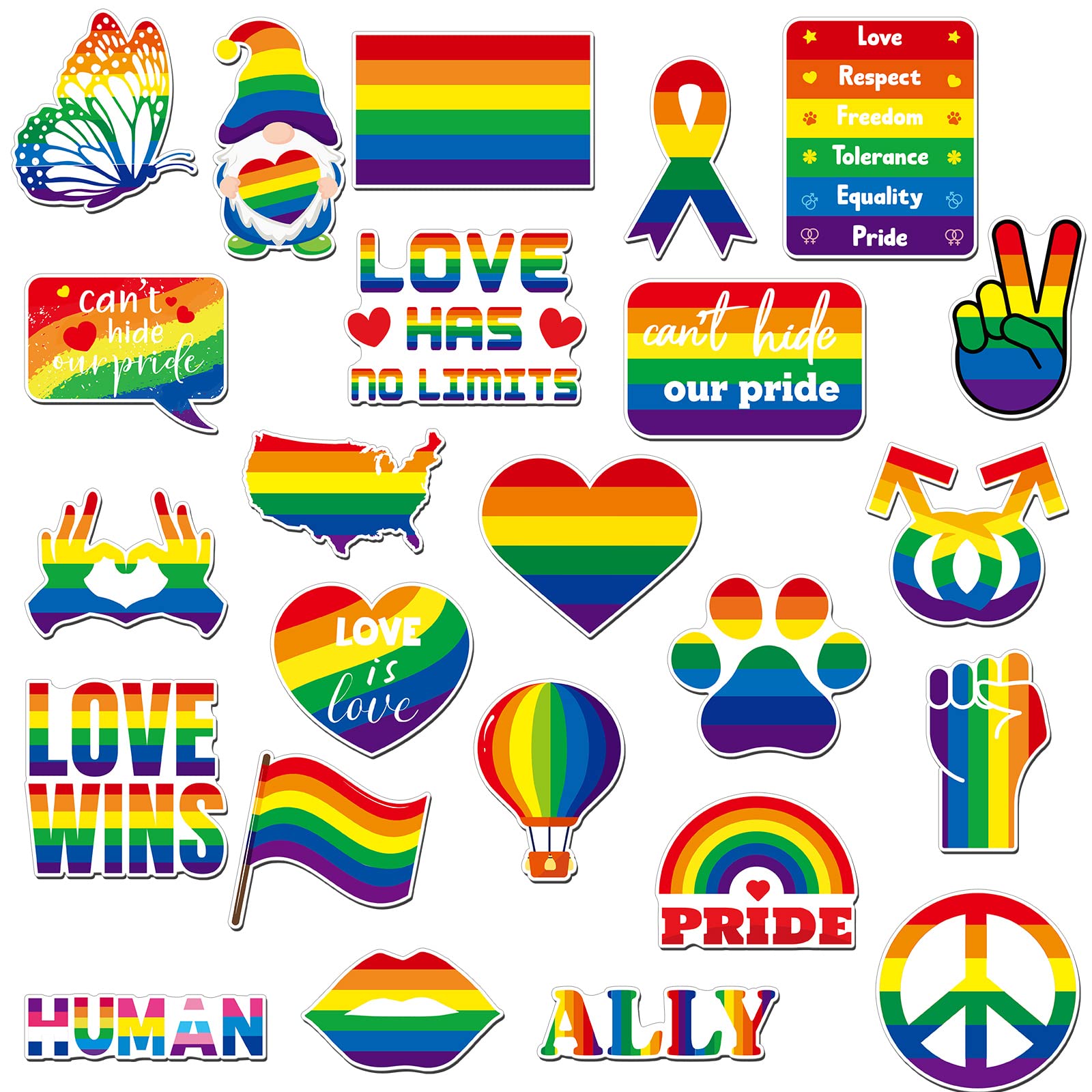 Photo 1 of 24 Pieces Rainbow Magnetic Stickers Car Magnet Bumper Sticker Gay Pride Rainbow Car Magnet Heart Car Magnet Decal Love is Love Wins Magnetic Stickers for Car Bumpers Refrigerator Decorations