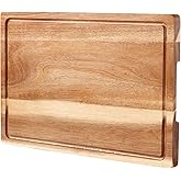 Acacia Wood Cutting Board with Handles & Juice Groove - Large Thick Butcher Block for Meat, Turkey, BBQ, Serving and Kitchen Countertop 18"*12 Inche