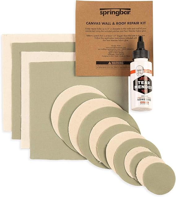 Springbar Canvas Tent Patch Kit Repair Kit for Tears and Holes in