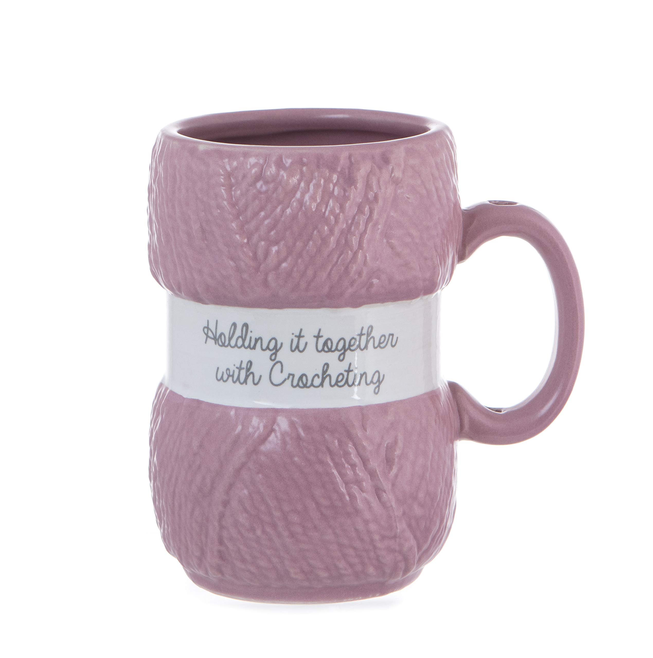 Boxer Gifts Crochet Gifts Mug - Realistic Ball of Wool Yarn Detailing - Novelty Crochet Accessories - Funny Crocheting Gifts for Women and Crocheters On Birthday & Christmas, Pink
