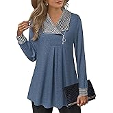 VALOLIA Women's Casual Swing Sweatshirt Long Sleeve Zipper Lapel Fashion Pullover Tunic