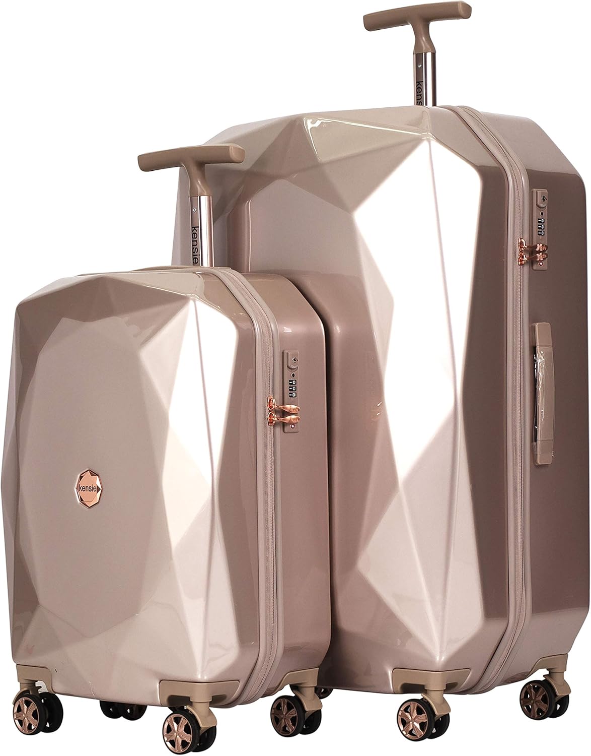 kensie Women's 2 Piece or 20" 3D Gemstone Luggage Set, Rose Gold, 20