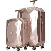 kensie Women's Gemstone Luggage Set, Rose Gold, 2 Piece Set (28"/20")