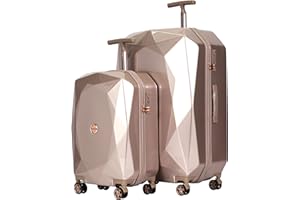 kensie Women's 3D Gemstone TSA Lock Hardside Spinner Luggage, Lightweight, Telescoping Handles, TSA-Approved, Rose Gold, 2 Piece Set (28"/20")