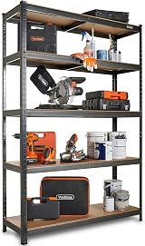 VonHaus 5-Tier Garage Shelving Units 1325kg Capacity 180x120x40cm view 1