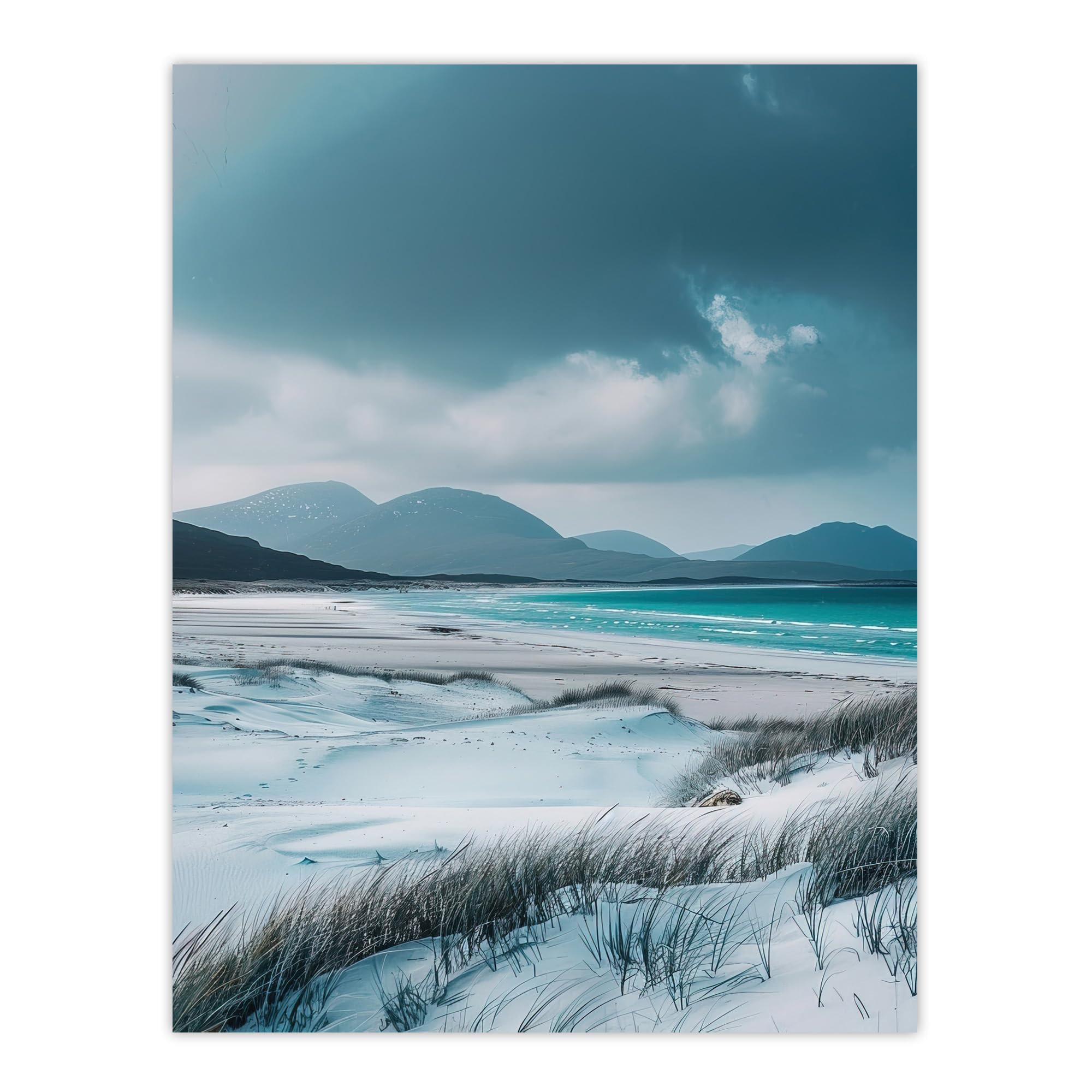 Artery8 Isle Harris Scotland White Sand Luskentyre Beach Bathroom Toilet Large Wall Art Poster Print Thick Paper 18X24 Inch