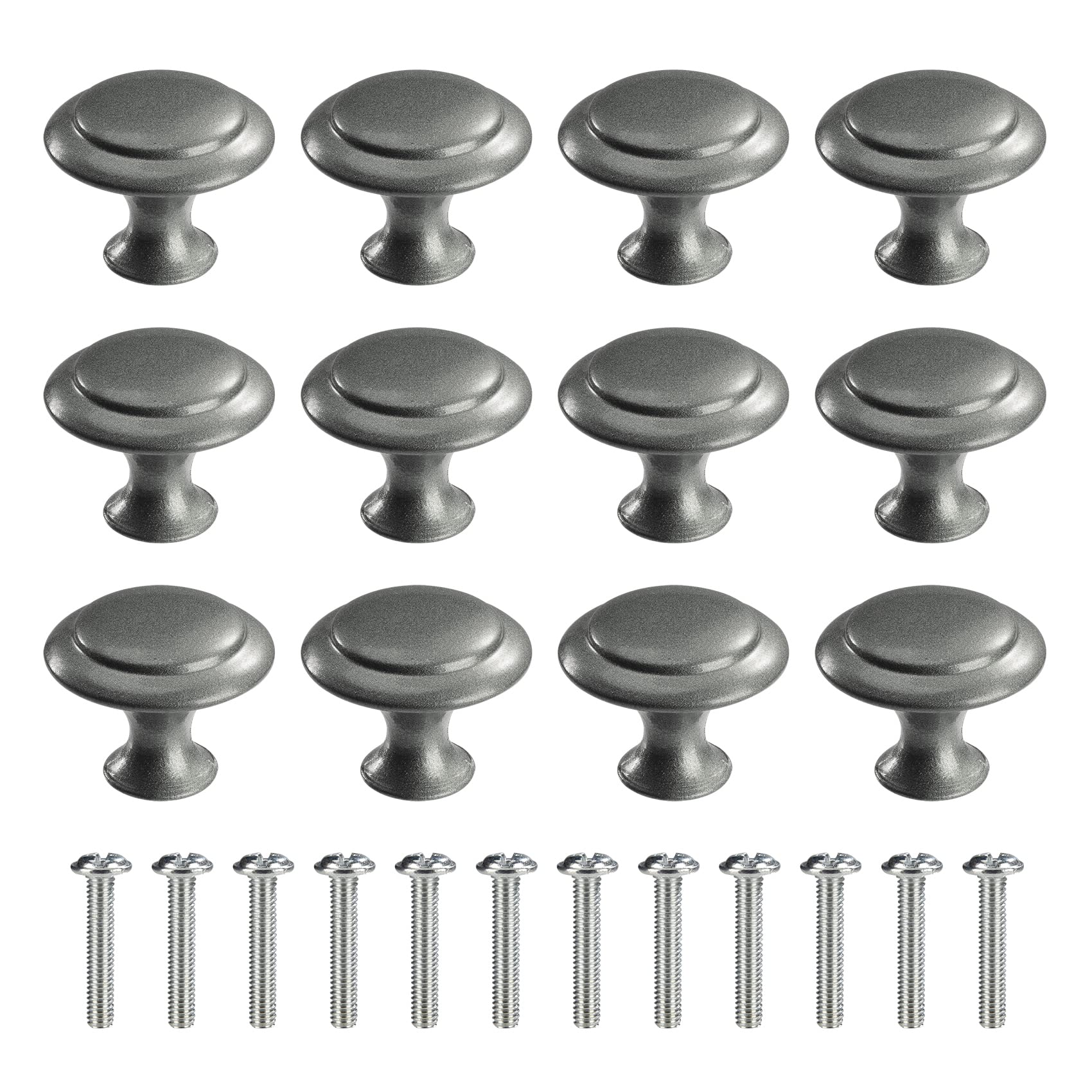 MengH-SHOP Cabinet Knob Round Door Knobs 30mm Mushroom Shape Pull Handle with Screws for Cabinet Wardrobe Drawer Cupboard 12 Pieces Dark Grey, (DQMGLS01_DGY12-MHKJ)