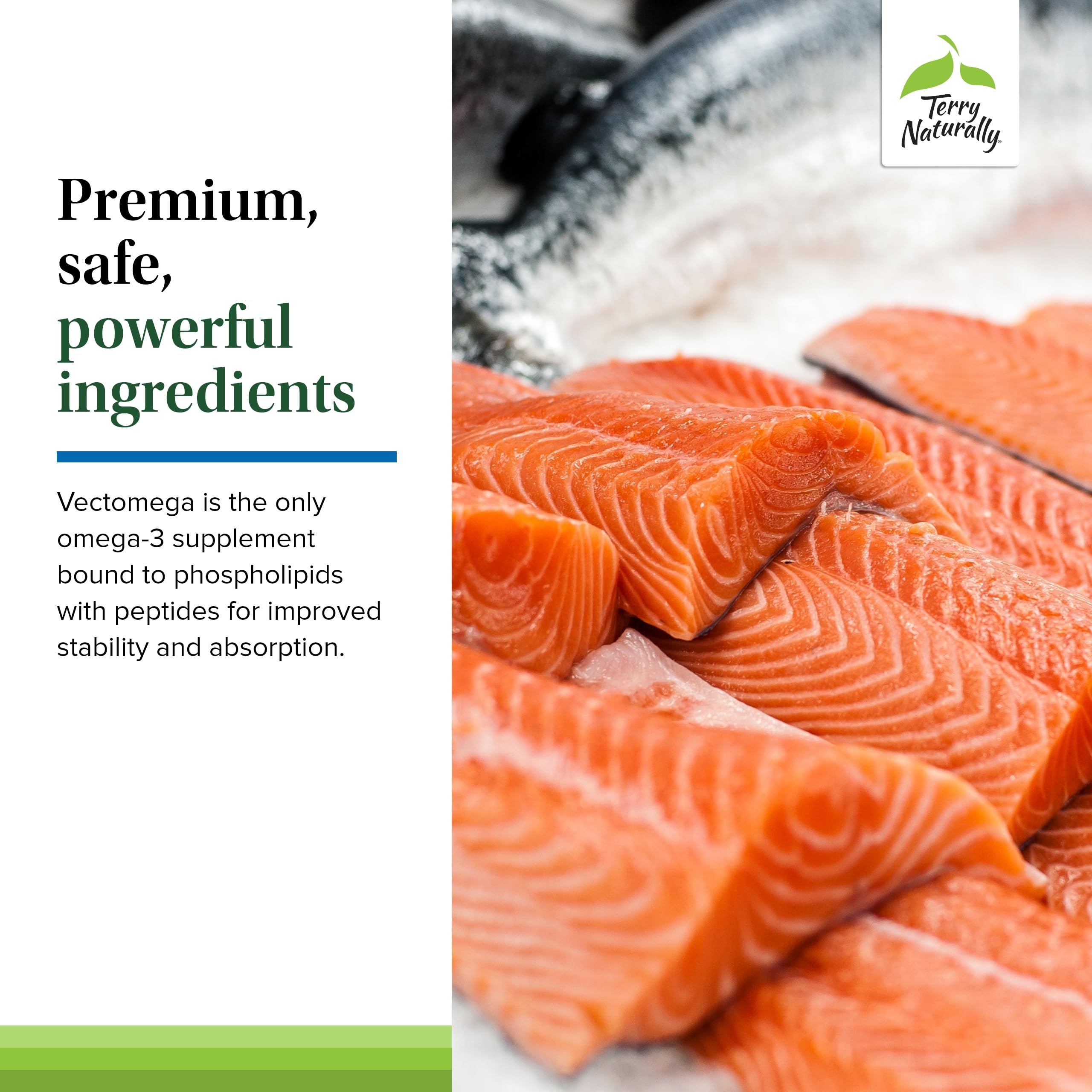 Terry Naturally Vectomega - Dietary Supplement with EPA & DHA - Omega-3 Tablets for Brain & Heart Health Support - Nutritional Supplement with Essential Fatty Acids & Peptides - 60 Capsules