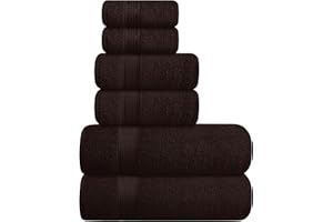 Belizzi Home Ultra Soft 6 Pack Cotton Towel Set, Contains 2 Bath Towels 28x55 inch, 2 Hand Towels 16x24 inch & 2 Wash Coths 12x12 inch, Ideal for Everyday use, Compact & Lightweight - Brown