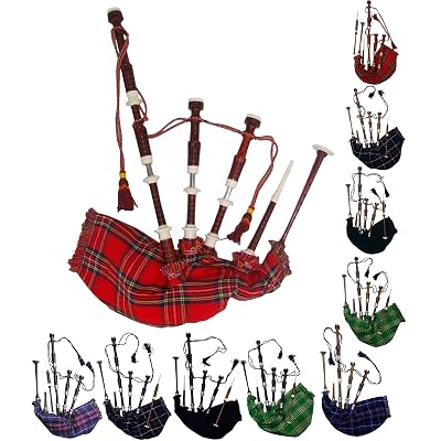 Scottish Highland Rosewood Color Bagpipe Full White Mounts Free Carrying Bag