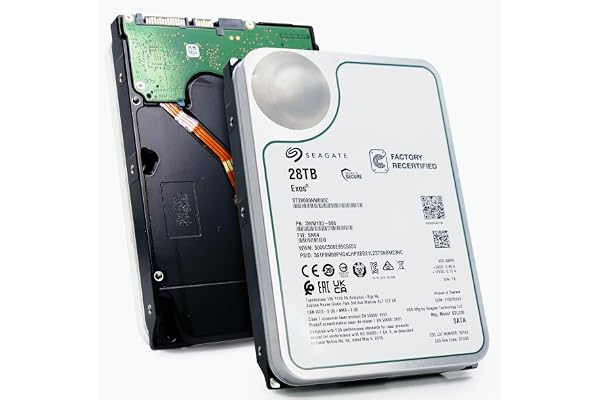 Seagate Exos 28TB Internal Hard Drive HDD - 3.5 in CMR SATA 6Gb/s, 7200 RPM, 512MB Cache, 2.5M MTBF - ST28000NM000C (Renewed)
