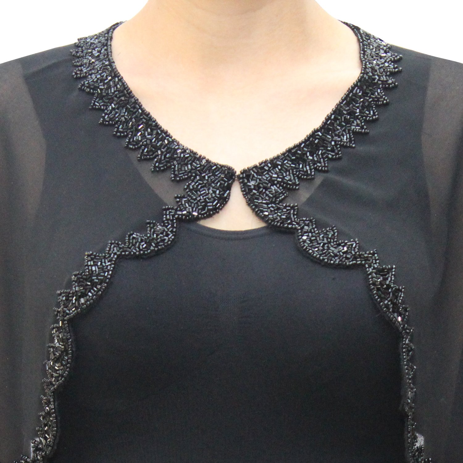 matelco women's black partywear poncho with embroidery (ad006bk177)