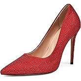 feetquake Womens Dress Shoes Stiletto Rhinestone Heels Pumps Shoes Women Wedding Party Black Dress Shoes for Women Dressy Casual