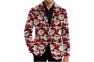 Christmas Blazer for Men Funny Xmas Printed Ugly Single Breasted Suit Jacket Corduroy Business Casual Blazers with Pockets