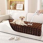 Hittun Waterproof Dog Bed Cover Non Slip Couch Covers for Dogs Washable Soft Faux Fur Sofa Cover Couch Covers for 3 Cushion Couch Sofa Pet Friendly (Brown)