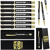 Sayglossy 10 Sets Man of God Gifts Bulk for Men Man of God Pens with Religious Boxes Bible Verse Ballpoint Pens Pastor Appreciation Gifts Christian Favors for Pastors Clergy Church Dad Godfather