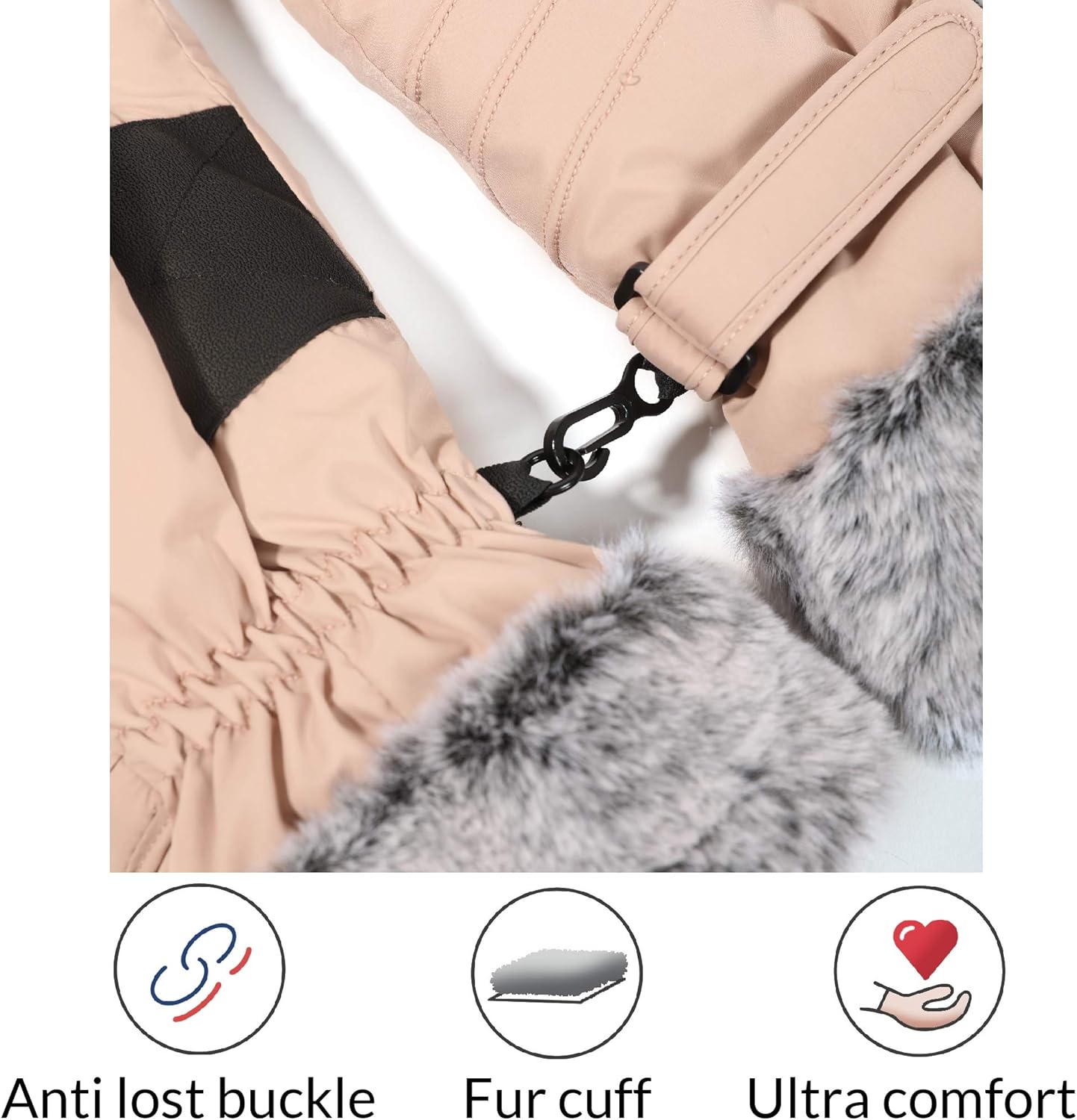 accsa Women Winter Ski Gloves 3M Thinsulate Waterproof & Windproof Snow Gloves for Skiing Anti-Slip Gloves Pink L: Clothing