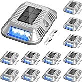 addlon Solar Dock Lights Marine 12 Pack, Driveway Marker Deck Lights, IP67 | Blue Light &amp; Cool White 2CCT, Outdoor Solar Powered Deck Light for Pathway, Warning, Step, Sidewalk, Patio, FCC