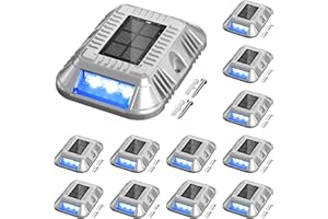 addlon Solar Dock Lights Marine 12 Pack, 2CCT Outdoor Driveway Marker Deck Lights, IP67 Waterproof, Solar Powered Deck Light for Pathway Warning Step Sidewalk Patio, Blue Light & Cool White, FCC