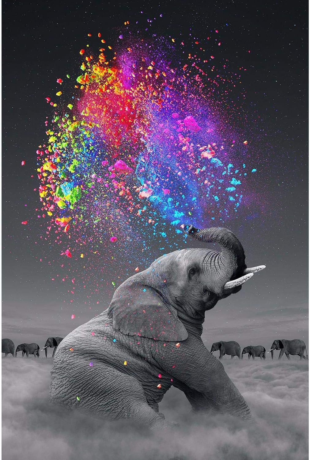 Jigsaw Puzzle 1000 Piece Jumping Elephant Adult Puzzle DIY Kit Wooden Puzzle Modern Home Decor Unique Gift